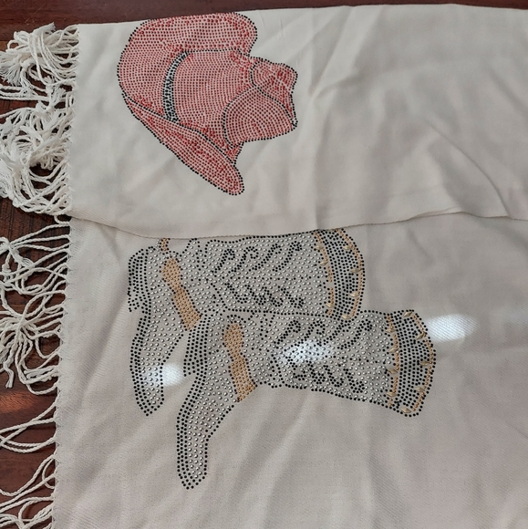 Pashmina scarf shawl wrap cowgirl hat and boot - Picture 2 of 6